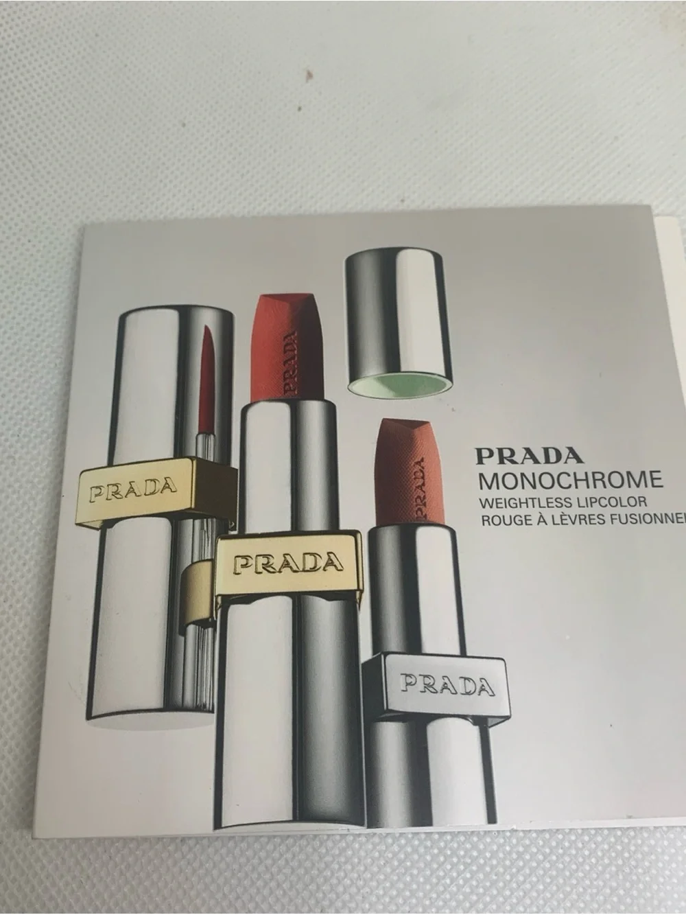 Prada Monochrome Lipcolor Sample Card - 4 Shades New